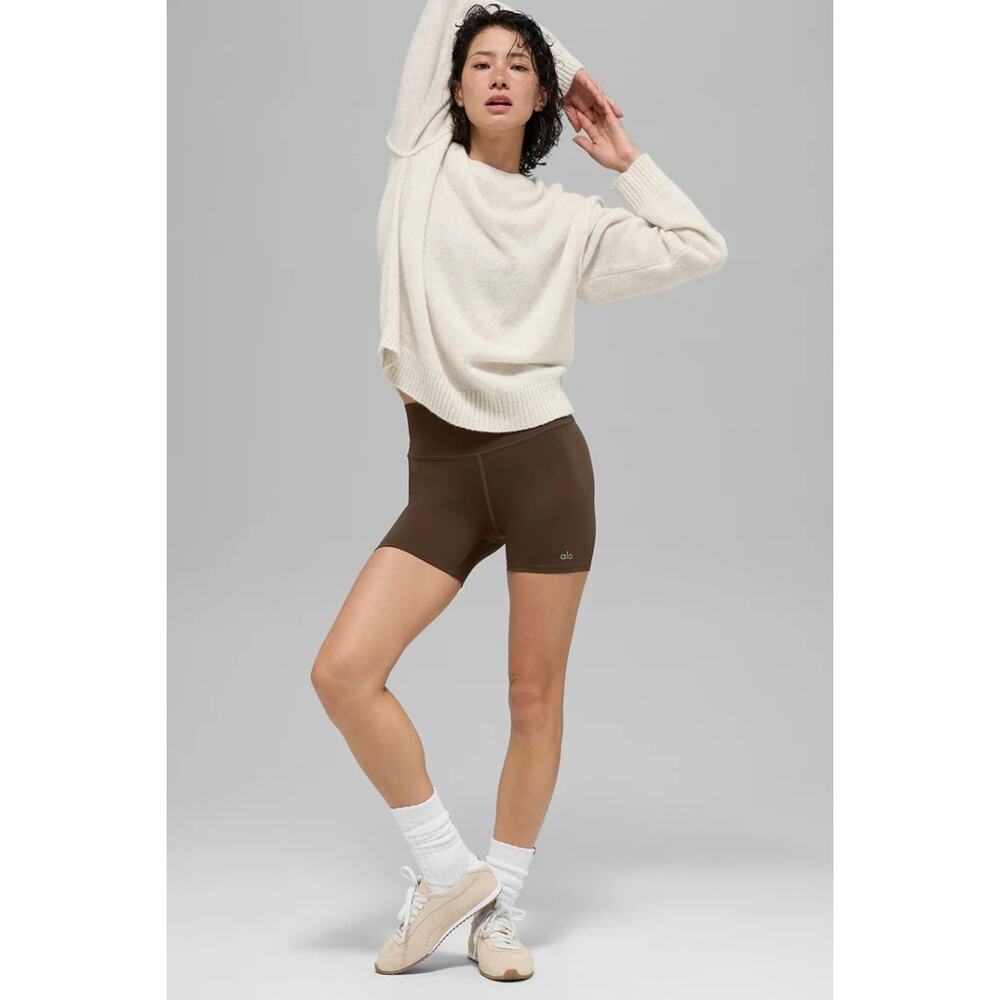 NWT Alo Yoga Unisex Wool Cashmere New Class Crewneck Sweater Bone Heather Sz L - Picture 2 of 5